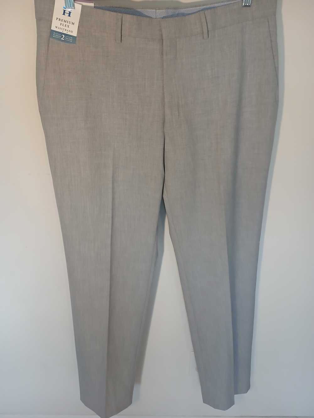 Haggar Light Gray Men’s Dress Pants - Premium Flex Waistband